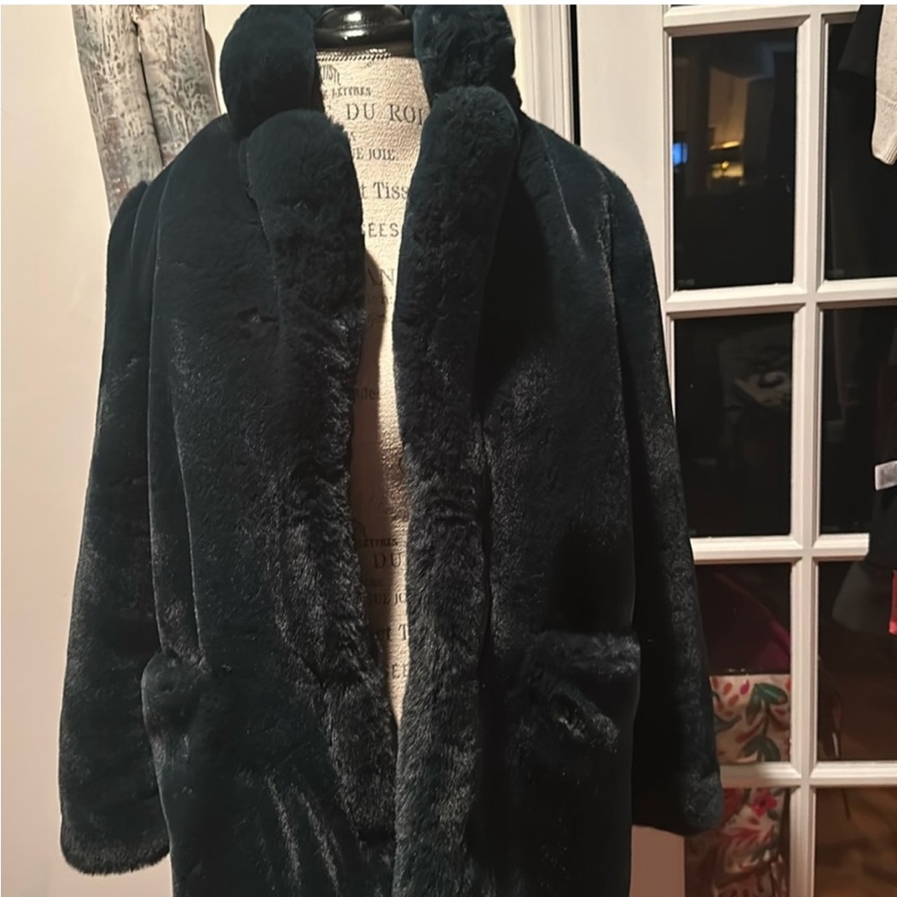 Apparis faux fur green coat